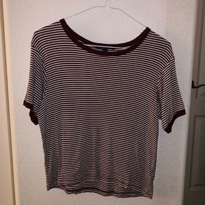 Brandy Melville Maroon Striped T-shirt